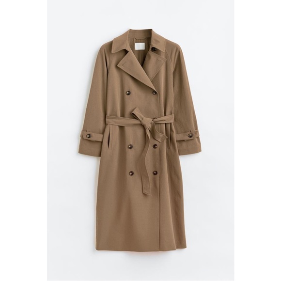 Dark Beige Double Breasted Long Trench Coat - Picture 4 of 10